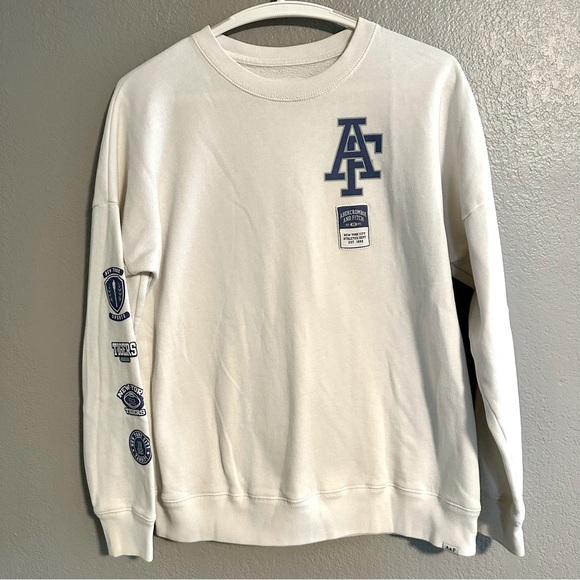 Abercrombie Kids New York Tigers Sleeve Fleece Sweatshirt in Size 15-16 White - Picture 1 of 6